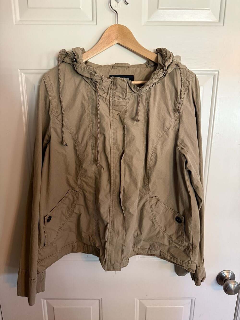 Calvin Klein Jeans Hooded Jacket Size XL Khaki Utility Anorak Full Zip
